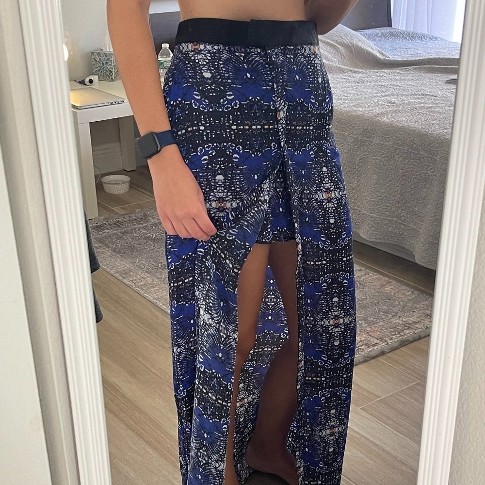 A.L.C. Silk Maxi Skirt with Front Button Down Slit